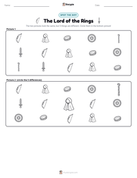 The Lord of the Rings printable worksheet preview