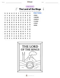 The Lord of the Rings printable worksheet preview