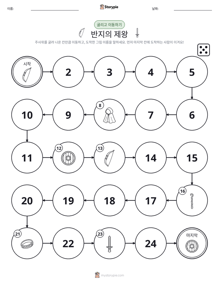 주사위 굴리고 이동하기 게임