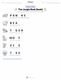 The Jungle Book (book) printable worksheet preview