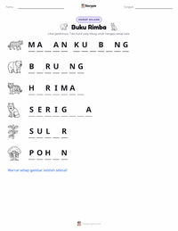 Prabaca lembar kerja cetak The Jungle Book