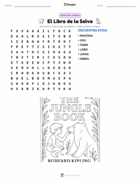 Vista previa de la hoja de trabajo imprimible de El libro de la selva