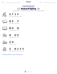 Rudyard Kipling druckbare Arbeitsblatt Vorschau