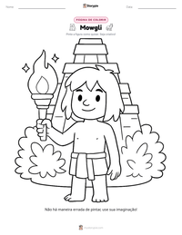 Prévia da folha de atividades imprimível Mowgli