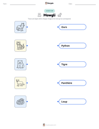 Aperçu de la feuille de travail imprimable Mowgli