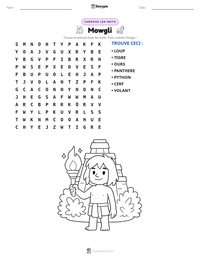 Aperçu de la feuille de travail imprimable Mowgli