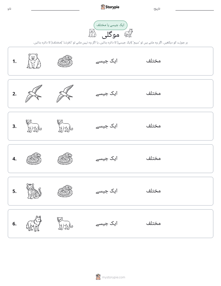 ایک جیسا یا مختلف