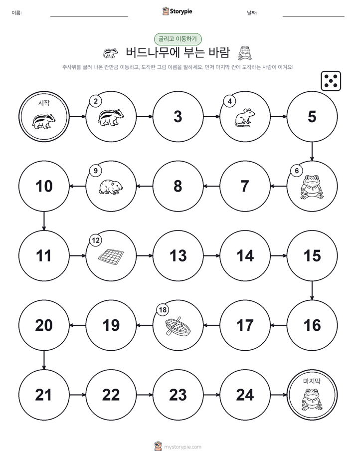 주사위 굴리고 이동하기 게임