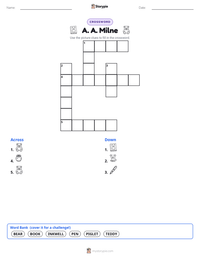 A. A. Milne printable worksheet preview