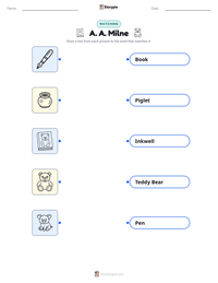 A. A. Milne printable worksheet for kids