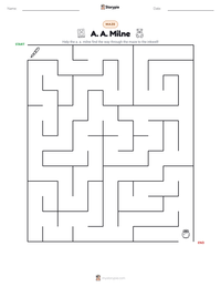 A. A. Milne printable worksheet preview