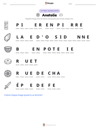 Aperçu de la feuille de travail imprimable Anatolie