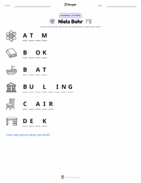 Niels Bohr printable worksheet preview