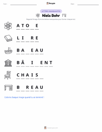 Aperçu de la feuille de travail imprimable Niels Bohr