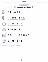 Aperçu de la feuille de travail imprimable Renard arctique