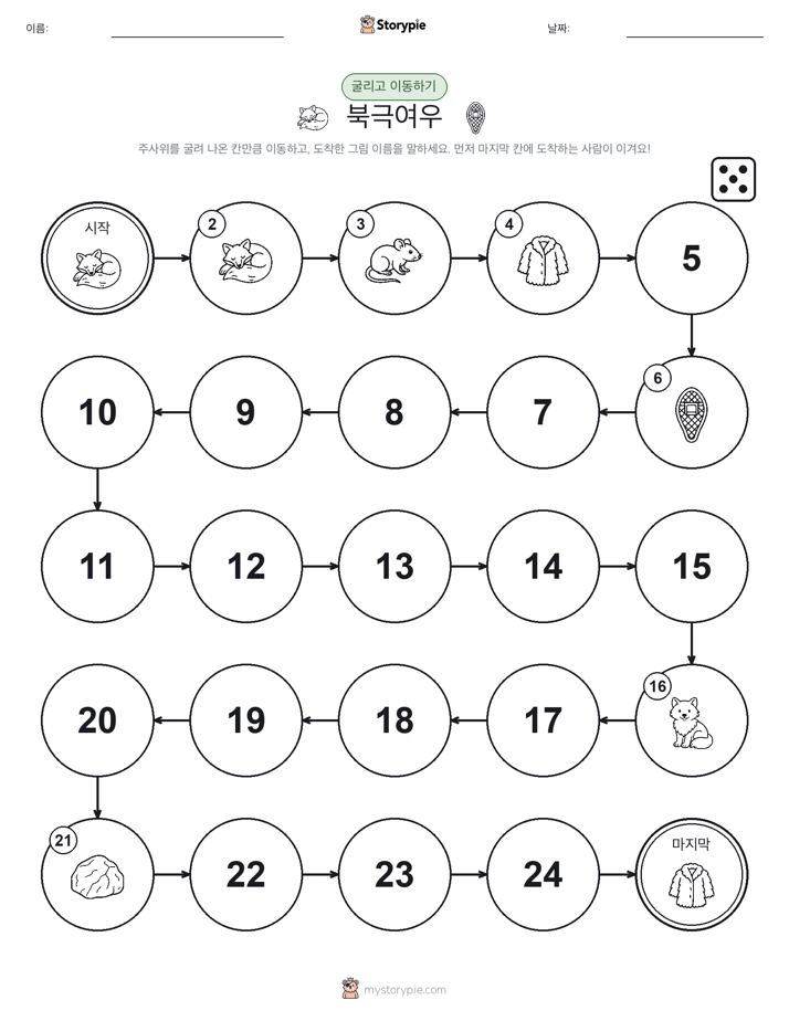 주사위 굴리고 이동하기 게임