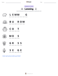 Lemming printable worksheet preview