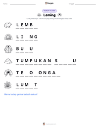 Prabaca lembar kerja cetak Leming