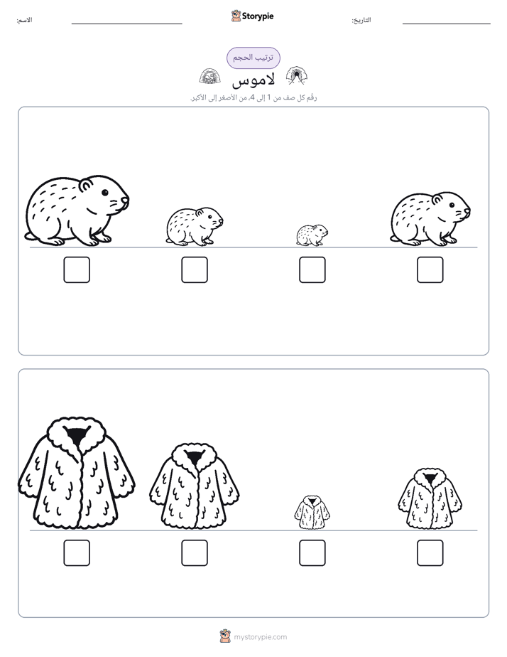 ترتيب الحجم