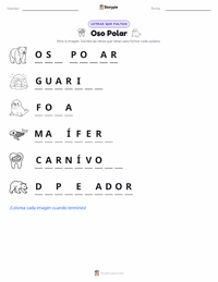 Vista previa de la hoja de trabajo imprimible de Oso Polar
