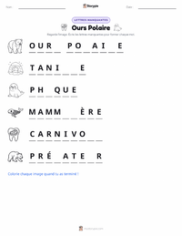 Aperçu de la feuille de travail imprimable Ours Polaire