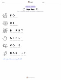 Red Fox printable worksheet preview