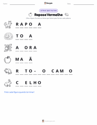 Prévia da folha de atividades imprimível Raposa-vermelha