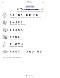 Tyrannosaurus rex printable worksheet preview