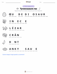 Aperçu de la feuille de travail imprimable Tyrannosaurus rex