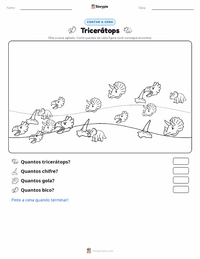 Prévia da folha de atividades imprimível Triceratops