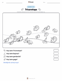 Triceratops yazdırılabilir çalışma sayfası önizlemesi