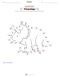 Vista previa de la hoja de trabajo imprimible de Triceratops