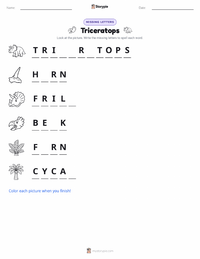 Triceratops printable worksheet preview
