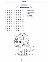 Triceratops druckbare Arbeitsblatt Vorschau