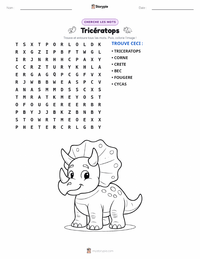 Aperçu de la feuille de travail imprimable Triceratops