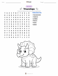 Prabaca lembar kerja cetak Triceratops
