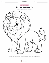 Page de coloriage Lion d'Afrique pour les enfants