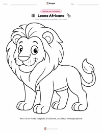 Pagina da colorare di Leone Africano per bambini