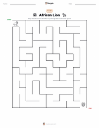 African Lion printable worksheet preview