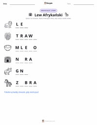 Podgląd drukowalnego arkusza ćwiczeń Lew afrykański