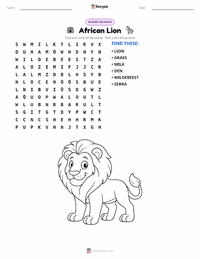 African Lion printable worksheet preview