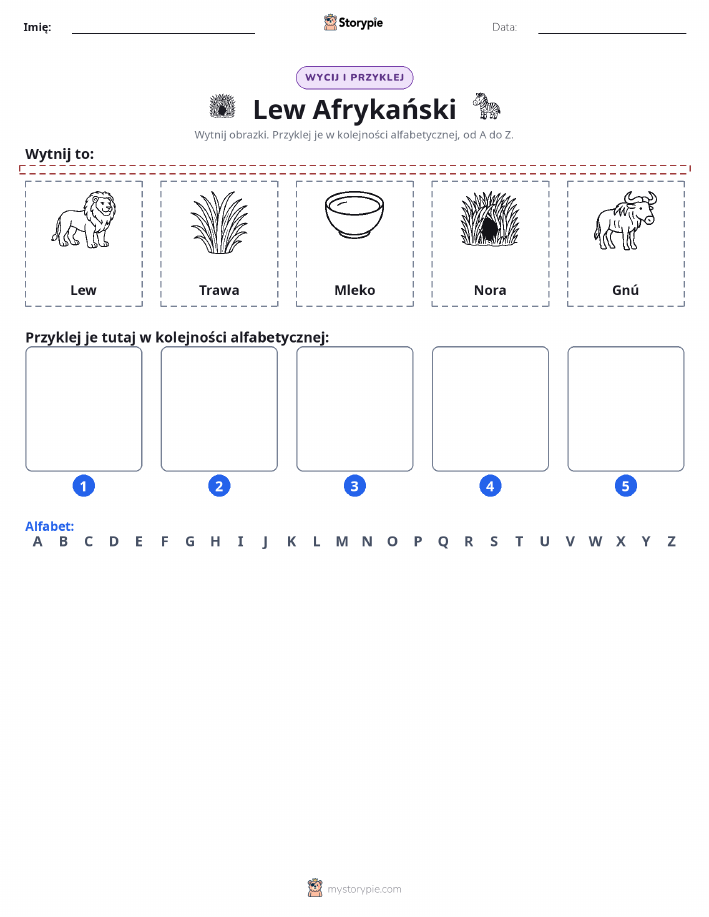 Wytnij i Wklej Alfabet