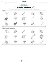 African Savanna printable worksheet preview