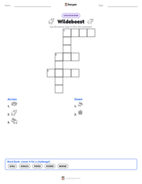 Wildebeest printable worksheet preview