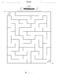 Wildebeest printable worksheet preview