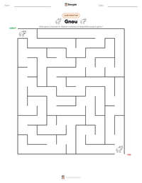 Aperçu de la feuille de travail imprimable Gnou