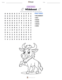 Wildebeest printable worksheet preview