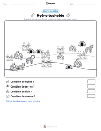 Aperçu de la feuille de travail imprimable Hyène tachetée
