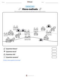 Prévia da folha de atividades imprimível Hiena-malhada