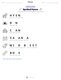 Spotted Hyena printable worksheet preview